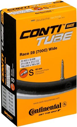 Камера велосипедна Continental Race Wide 28 унісекс, чорна, для шин 25-622 до 32-630