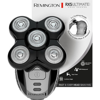 Чоловіча електрична бритва для лисого волосся Remington, літій-іонна бритва (чорна, 5 бритвених головок, гладке гоління з макс. 0,2 мм, камера для збору волосся, тример для деталей) Бритва XR1501