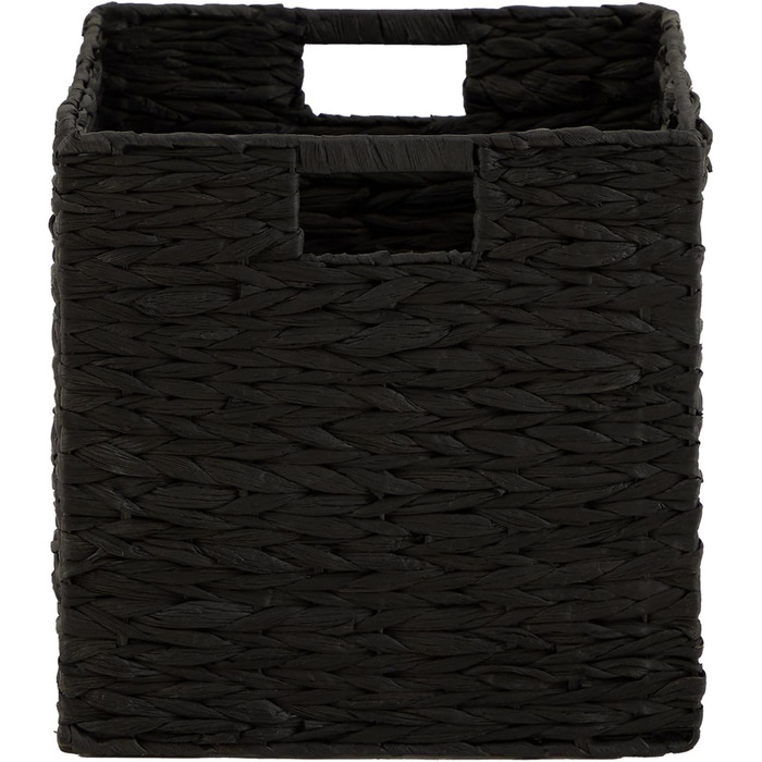 Набір кошиків CAO з 2 шт. , чорний - Кошики ручної роботи з водяного гіацинта, складні з міцними ручками. Кошик-поличка, кошик для зберігання. Універсальний для спальні, офісу, вітальні. Практичний, декоративний.