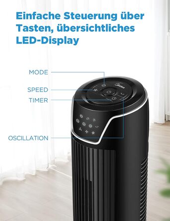 Баштовий вентилятор безшумний з пультом дистанційного керування 92см, мобільний вентилятор, вентилятор колонний, таймер на 7 годин