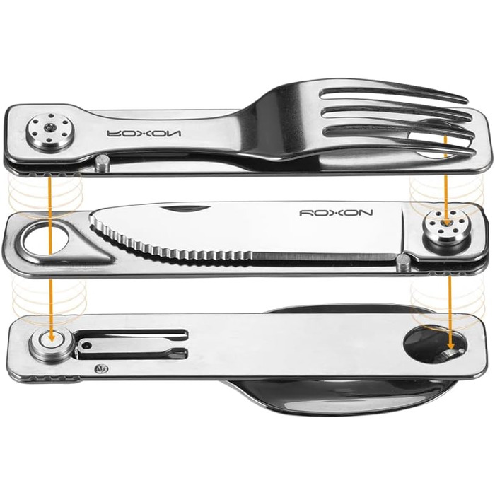 В 1 Кемпінгове начиння Знімні столові прибори Ніж Ложка Фрок для кемпінгу на природі, походів, Edelstahl, 1S 3