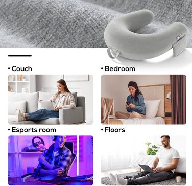 Подушка для ігор та читання з боковими кишенями для зберігання подушка для колін для дорослих, губчаста ігрова подушка для читання на колінах для сидіння на ліжку/дивані/підлозі (сіра)