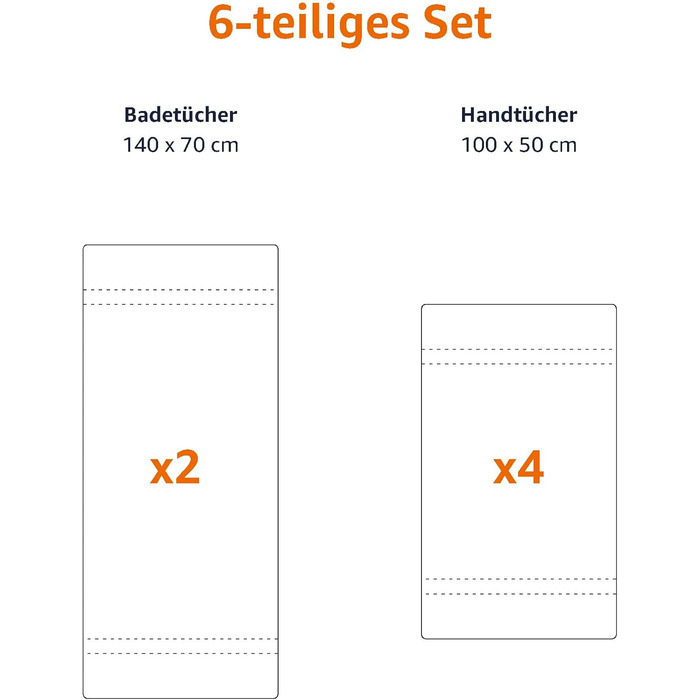 Набір рушників для ванних кімнат з 6 шт. , світлостійкий, 100 бавовна, м'який і поглинаючий, 2 рушники для ванної та 4 рушники для