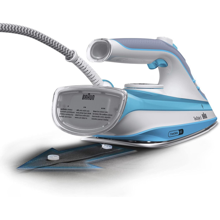 Парова праска Braun TexStyle 5 SI 5006 BL - праска з підошвою Freeglide 3D, вертикальна подача пари, потужність 2600 Вт, паровий у