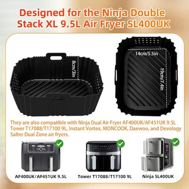 Аксесуари для фритюрниці Ninja, аксесуари для фритюрниці Ninja Double Stack XL 9.5L SL400UK, AF400EU AF451EU, аксесуари для двозонної фритюрниці Ninja з силіконовою формою, 13 шт.