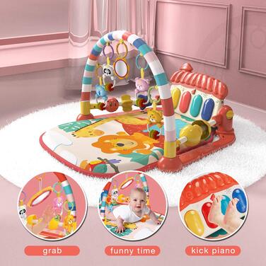 Ігровий килимок Eners Baby Gym Килимок для музичної активності Піаніно Baby Play Gym Час животика М'який килимок для малюків новонароджених малюків (гриби червоні)