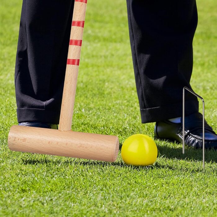 Набір для крокету Relaxdays, 4 гравці, діти та дорослі, повний комплект із сумкою, дерев&39яний набір для крокету, молотки, різнокольоровий