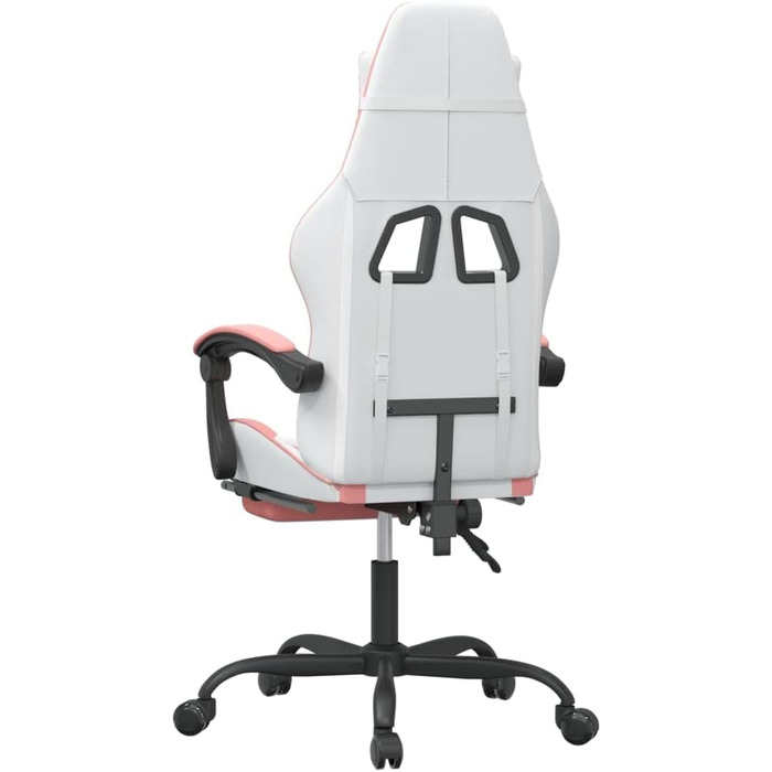 Геймерське крісло, обертове, біло-рожева штучна шкіра, ергономічне, з підставкою для ніг, для комп&39ютерних геймерів, регульоване. З підставкою для ніг. Біло-рожевий.