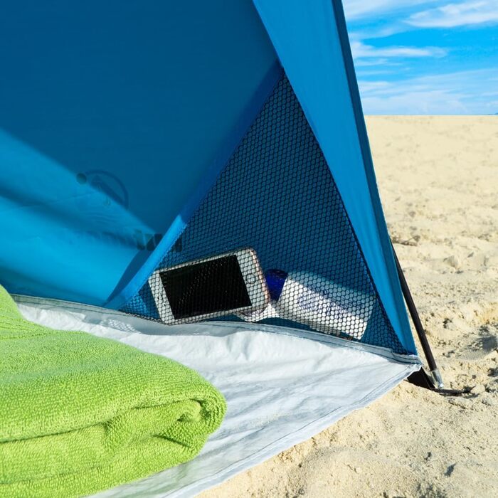 Пляжний намет для активного відпочинку Helios Air - туристичний пляжний намет із захистом від ультрафіолету 80 та вікном, що закривається, пляжний намет для подорожей (синій)