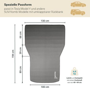 Килимок для сну Skandika Premium Easy 3D Car Автомобільний матрац товщиною 10 см, самонадувальний, легкий, складний, самонаповнювальний пінопласт, для багажника, гостьового матраца, надувного матраца Кемпінг, активний відпочинок, подорожі