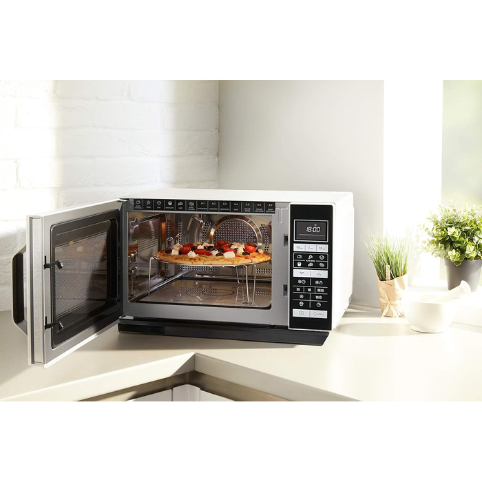 Мікрохвильова піч Sharp R-860S 3-в-1, гриль і гаряче повітря / 25 л / 900 Вт / 49 см / автоматична програма / розморожування за вагою та часом / нержавіюча сталь