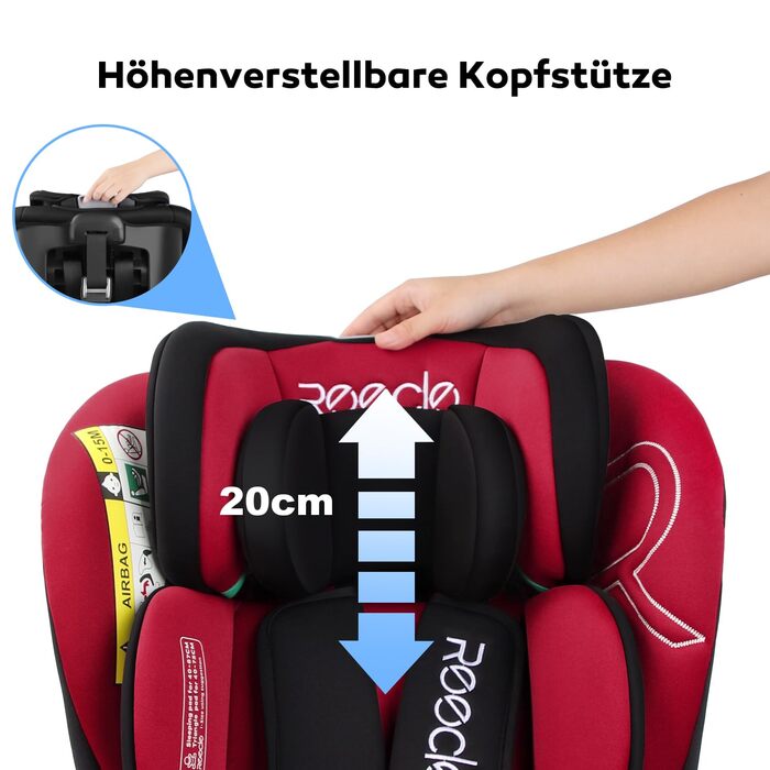 Дитяче автокрісло Reecle 360 Swivel i-Size з кріпленням ISOFIX 40-150 см (0-36 кг) Reboarder, від народження до 12 років, ECE R129