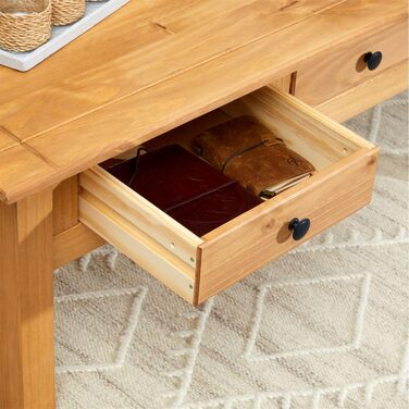 Журнальний столик IDIMEX Cancun з двома шухлядами стіл для вітальні, масив сосни, морений/вощений