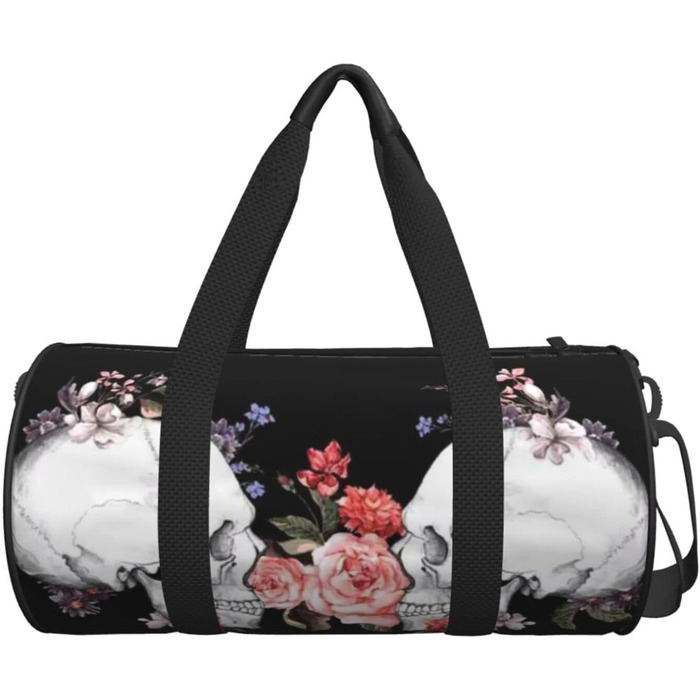 Дорожня сумка-циліндр з квітково-черепним принтом, спортивна сумка для чоловіків та жінок, сумка-мішок, спортивна дорожня сумка