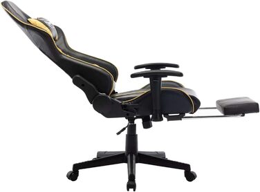 Ігрове крісло з підставкою для ніг, офісне крісло, ігрове крісло, обертове крісло, письмове крісло, чорно-золота штучна шкіра