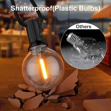 Світлодіодні казкові вогні GPATIO на відкритому повітрі, 18M казкові вогні на відкритому повітрі з 30 Теплі білі пластикові лампоч