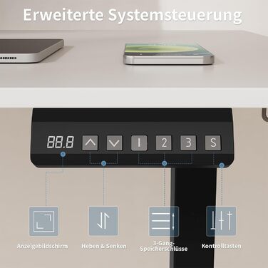 Стіл Flamaker з регульованою висотою, 2 двигунами та вантажопідйомністю 100 кг, каркас столу з електричним регулюванням висоти, ніжки столу з регульованою висотою та коробкою для кабельного управління, стіл на колесах (чорний)