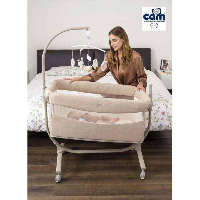 Дитяче ліжечко CAM Il mondo del bambino Дитяче ліжечко Cullami Доступні інші кольори Має функцію гойдання 8 регульованих положень висоти, Колір Бежевий
