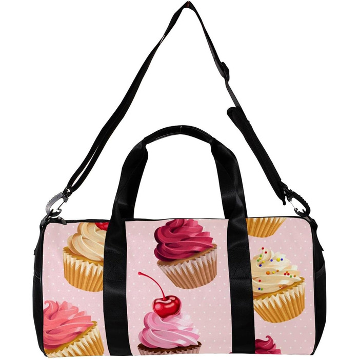 Спортивна сумка, маленька дорожня сумка, сумка для шопінгу та йоги, рожева з принтом Фрукти-Кекси, сумка для фітнесу на відкритому повітрі, сумка-шопер