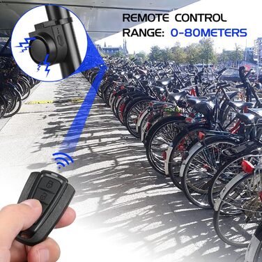 Велосипедна сигналізація-дзвінок, 115 дБ, IPX5, Бездротова, Чорний