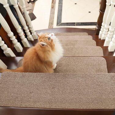 Килим COSY HOMEER, нековзний, 71,1 x 22,9 см, доріжка для дерев&39яних сходів, килимки для сходів для дітей та собак, основа 100 поліестер TPE, 15 шт. , бежевий, захищає підлогу 15 шт. бежевий