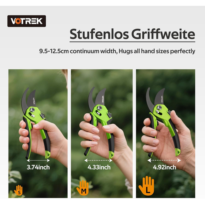 Садові ножиці з двостороннім механізмом 8,5 дюймів з плавним відкриванням ручки, професійні ножиці для троянд та дерев зі сталі SK5 та внутрішньою пружиною для легкого обрізання ідеально підходять для людей зі слабкими руками. Браслет Подарунковий зелений