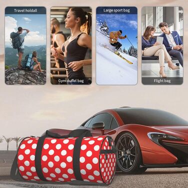 Синя смугаста сумка-дорожня сумка з черепом, кругла, великої місткості, легка та міцна, чудовий подарунок для піших прогулянок, відпустки, ділових поїздок та іншого, з милим гороховим візерунком, універсальний розмір.