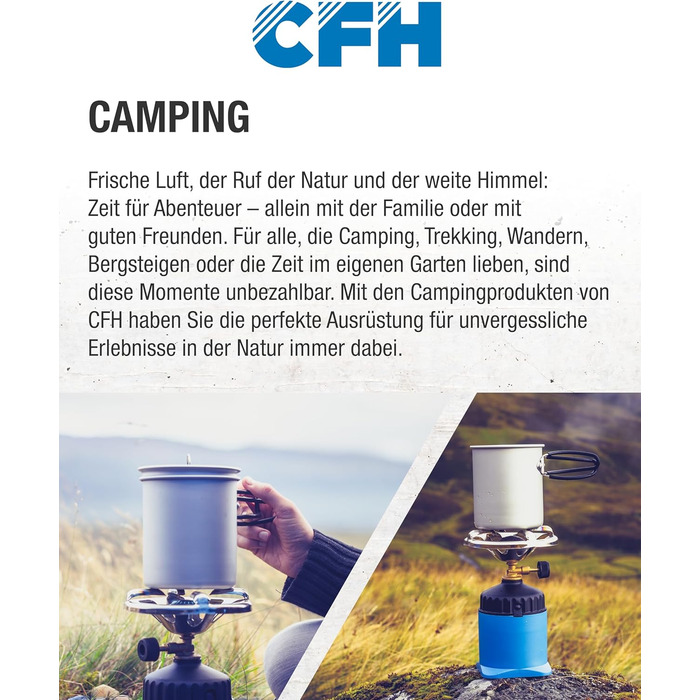 Двоконфорочна газова плита CFH Capri ZK 421 кемпінгова газова плита з регулятором тиску газу 50 мбар та газовим шлангом 80 см, потужність 3,8 кВт, витрата 277 г/год, знімна кришка та хромована решітка, зроблено в Європі