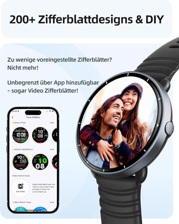 Розумний годинник Parsonver для чоловіків та жінок, вбудований GPS, водонепроникний годинник для плавання 5 атм, басейн/відкрита вода, фітнес-годинник з AMOLED-дисплеєм, понад 100 спортивних режимів, серцевий ритм (чорний, 42 мм) Чорний 42 мм