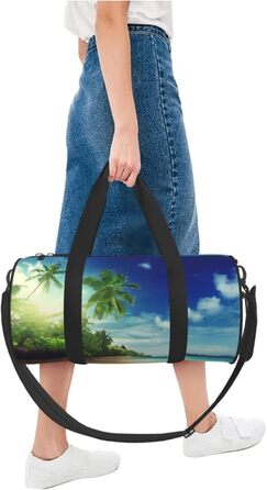 Спортивна сумка, дорожня сумка, пляжна сумка, принт Захід сонця, сумка на нічліг, чорна, універсальний розмір