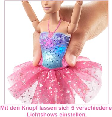Лялька-балерина Barbie Dreamtopia Magic Light, з рожевою пачкою і світлим волоссям, 5 світлових і звукових ефектів, рухома Barbie,