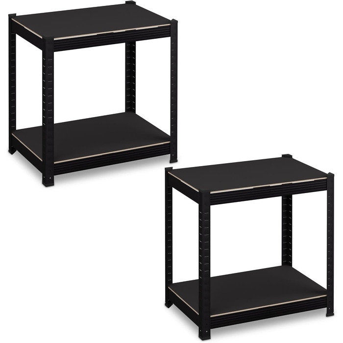 Міцний стелаж Relaxdays, ВxШxГ 120x60x40 см, 4 полиці, сталь, чорний 1000 кг, полиця для зберігання в підвалі, гаражі, підключається до розетки