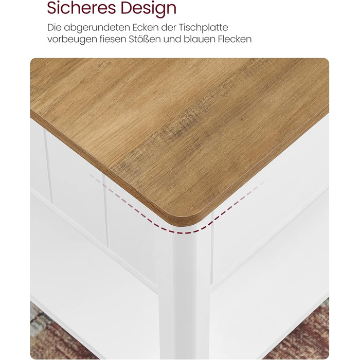 Журнальний столик VASAGLE, стіл для вітальні, диван-столик, 2 великі шухляди, з ніжками, багато місця для зберігання, морський стиль, 80 x 80 x 45 см, для вітальні, горіхово-коричневий-білий LCT207T14