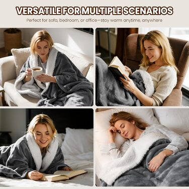 Електрична ковдра з підігрівом XXL 200x180 см, з автоматичним вимкненням, 6 режимів нагріву, для ліжка та дивана, із захистом від перегріву, можна прати 200180 см