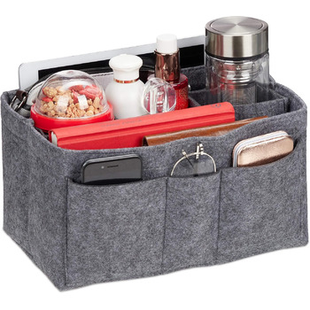 Сумка-органайзер Relaxdays bag, фетр, знімні відділення, жіноча сумка-органайзер, розмір S, темно-сірий