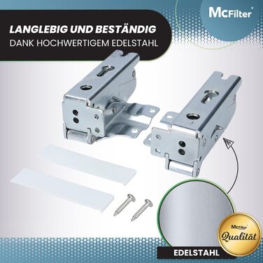 Петлі холодильника McFilter I 2 шт., сумісні з Bosch, Siemens, Miele, AEG, Neff (00481147, 481147, 407131425/8, 5546050, 00481145, 00499570, 00499569) - плоскі петлі для дверцят холодильника