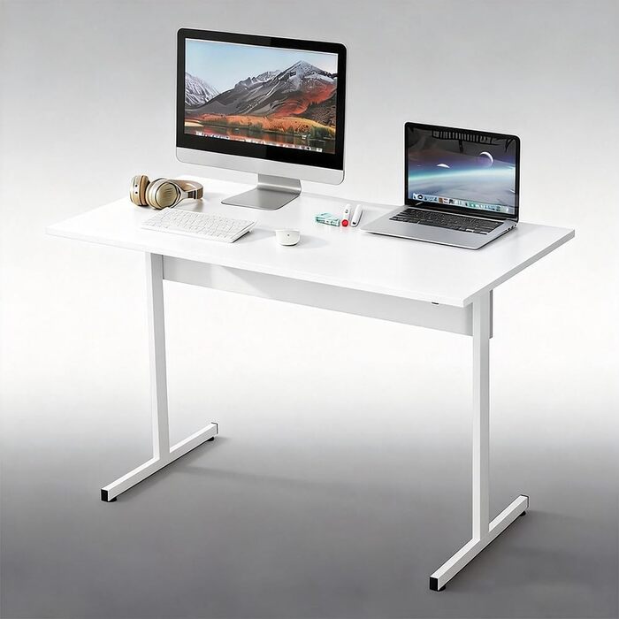 Письмовий стіл 80 x 50 см, офісний стіл з цільною дерев&39яною стільницею, комп&39ютерні столи для офісних робочих місць, стіл для спальні та вітальні, білий 0,8 x 0,5 м