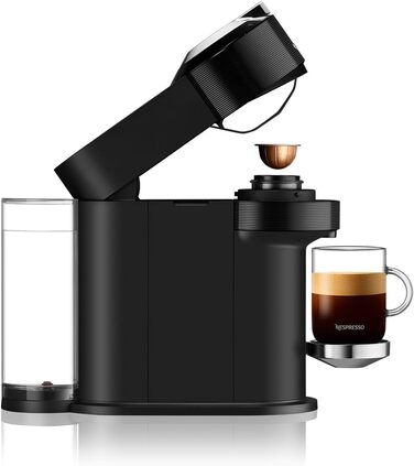 Кавова капсульна машина преміум-класу Nespresso Krups XN9108 Vertuo Next Резервуар для води 1,1 л Розпізнавання капсул за штрих-кодом 6 розмірів чашок Функція вимкнення живлення 54 переробленого пластику Чорний