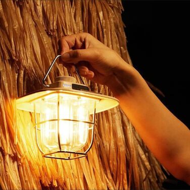 Світлодіодний ліхтар для кемпінгу, ретро кемпінговий ліхтар, світлодіодний ліхтар для намету, акумуляторний портативний акумулятор, водонепроникний, безперервного затемнення для кемпінгу, намету, походів, риболовлі (чорний)