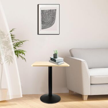 Обідній стіл OHMG, квадратний, на одній ніжці, європейський стиль, підходить для 4 осіб, виготовлений з заліза та дерев&39яних дощок, кухонний стіл, обідній стіл, стіл для вітальні, стоячий стіл 60*60*75 см (прямокутник-60*60*75 см-D)