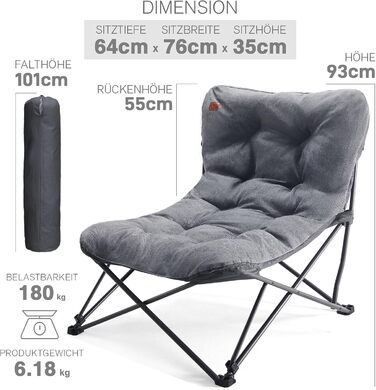 Розкішне кемпінгове крісло EVER ADVANCED, складне XXL, вантажопідйомність 180 кг, велике кемпінгове крісло, розкладне крісло, товсто оббите з високою спинкою, садове крісло, розслаблююче крісло для кемпінгу, саду, балкону, риболовлі, фестивалю, використан