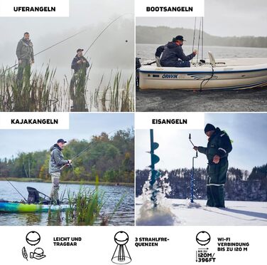 Ехолот із заливкою, для риболовлі з човна, підлідної риболовлі, риболовлі з берега Відливний ехолот із зручним безкоштовним додатком, 2 - GPS