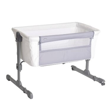 Дитяче ліжечко Chicco Next2Me Essential для новонароджених, приліжкове ліжечко, сумісне з різними ліжками, регульована висота, гарна циркуляція повітря, матрац і сумка в комплекті, 0-6 місяців, біле