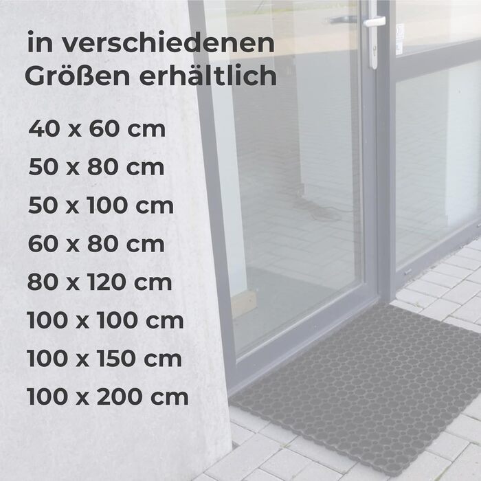 Килимок Vivol з гумовими кільцями 100x150 см, чорний - Килимок для зовнішнього використання в саду або біля задніх дверей - Гумові килимки для зовнішнього використання доступні в різних розмірах 150Д x 100Ш x 2,3Г см