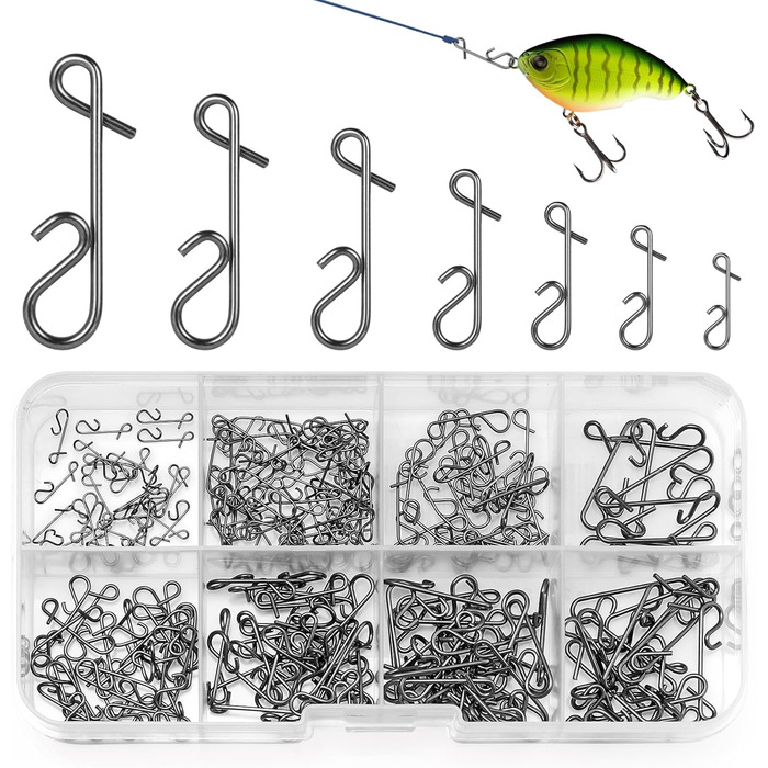 Риболовні вертлюги Realure 200 шт. , рибальський набір з безвузловим зєднувачем 11-34 мм, безвузловий зєднувач з нержавіючої сталі 2 кг-12 кг, застібки для рибальського зєднання без вузлової волосіні, аксесуари для риболовлі, для морської риболовлі