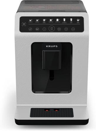 Повністю автоматична кавоварка Krups Evidence ECOdesign з молочною трубкою, 8 напоїв, функція 2 чашки, перероблений матеріал, кавоварка, білий/сланець, EA897A10 білий / грифельний вигляд