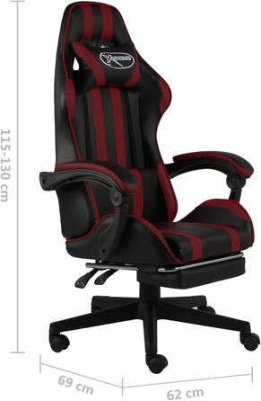 Геймерське крісло з підставкою для ніг, чорно-бордова штучна шкіра, модель 20533