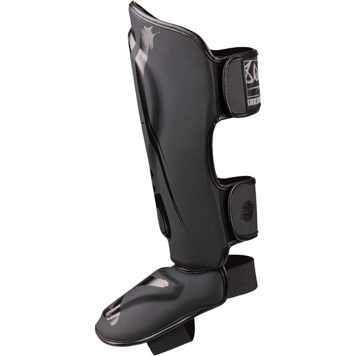 ЗБРОЇ Щитки для гомілок Unlimited 2.0, матово-чорні, для тренувань та змагань, високоякісна синтетична шкіра та ідеальна амортизація, муай-тай, K1, MMA, карате та кікбоксинг, 8