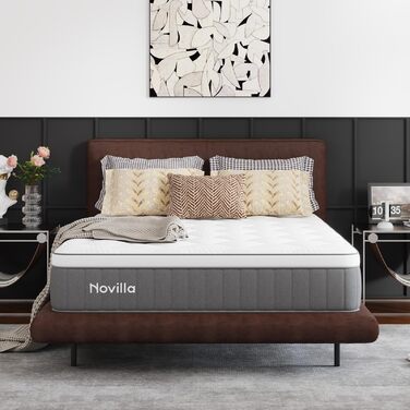 Матрац Novilla 160x200 см, висота 25 см, рівень жорсткості H4, охолоджувальний та дихаючий 7-зонний матрац із холодної піни, матрац із піни з ефектом пам&39яті та комфортної піни, що згортається в рулон, сертифікований Oeko-TEX, дихаючий чохол, білий та с