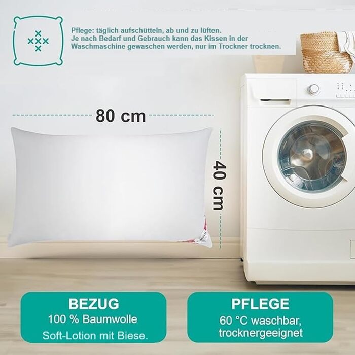 Подушка Bach&39s Beds World Canada Down Plus Extra з ще більшим наповнювачем, м&39який канадський пух, 40x80 см